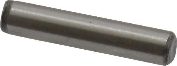 Value Collection - 1/8" Diam x 5/8" Pin Length Grade 8 Alloy Steel Standard Dowel Pin - C 50-58 Hardness, 3,200 Lb Breaking Strength, 1 Beveled & 1 Rounded End - Exact Industrial Supply