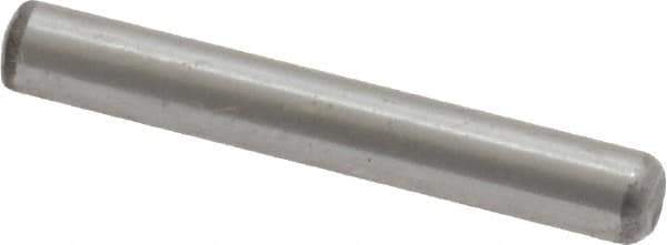 Value Collection - 1/8" Diam x 7/8" Pin Length Grade 8 Alloy Steel Standard Dowel Pin - C 50-58 Hardness, 3,200 Lb Breaking Strength, 1 Beveled & 1 Rounded End - Exact Industrial Supply
