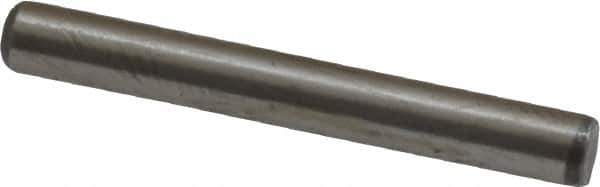 Value Collection - 1/8" Diam x 1" Pin Length Grade 8 Alloy Steel Standard Dowel Pin - C 50-58 Hardness, 3,200 Lb Breaking Strength, 1 Beveled & 1 Rounded End - Exact Industrial Supply
