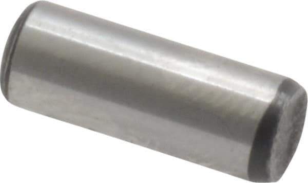 Value Collection - 3/16" Diam x 1/2" Pin Length Grade 8 Alloy Steel Standard Dowel Pin - C 50-58 Hardness, 7,200 Lb Breaking Strength, 1 Beveled & 1 Rounded End - Exact Industrial Supply