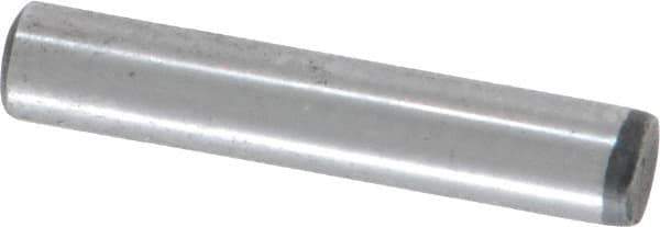 Value Collection - 3/16" Diam x 1" Pin Length Grade 8 Alloy Steel Standard Dowel Pin - C 50-58 Hardness, 7,200 Lb Breaking Strength, 1 Beveled & 1 Rounded End - Exact Industrial Supply