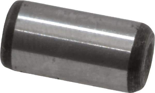 Value Collection - 1/4" Diam x 1/2" Pin Length Grade 8 Alloy Steel Standard Dowel Pin - C 50-58 Hardness, 12,800 Lb Breaking Strength, 1 Beveled & 1 Rounded End - Exact Industrial Supply