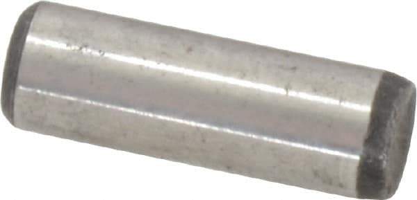 Value Collection - 1/4" Diam x 3/4" Pin Length Grade 8 Alloy Steel Standard Dowel Pin - C 50-58 Hardness, 12,800 Lb Breaking Strength, 1 Beveled & 1 Rounded End - Exact Industrial Supply
