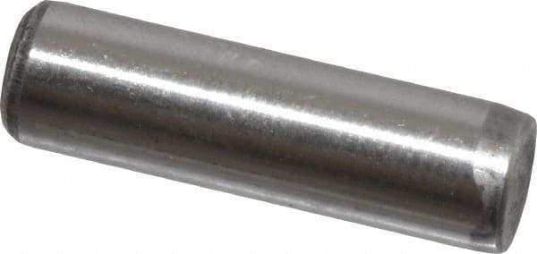 Value Collection - 1/4" Diam x 7/8" Pin Length Grade 8 Alloy Steel Standard Dowel Pin - C 50-58 Hardness, 12,800 Lb Breaking Strength, 1 Beveled & 1 Rounded End - Exact Industrial Supply