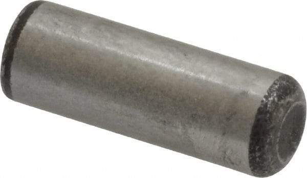 Value Collection - 5/16" Diam x 7/8" Pin Length Grade 8 Alloy Steel Standard Dowel Pin - C 50-58 Hardness, 20,000 Lb Breaking Strength, 1 Beveled & 1 Rounded End - Exact Industrial Supply