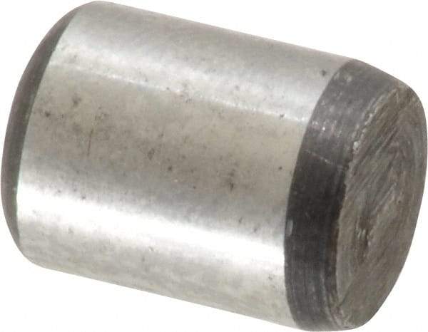 Value Collection - 3/8" Diam x 1/2" Pin Length Grade 8 Alloy Steel Standard Dowel Pin - C 50-58 Hardness, 28,700 Lb Breaking Strength, 1 Beveled & 1 Rounded End - Exact Industrial Supply