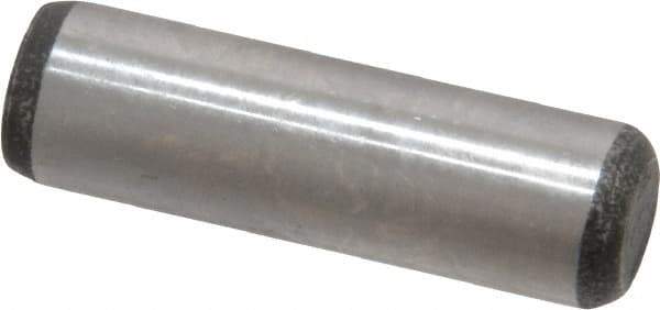 Value Collection - 3/8" Diam x 1-1/4" Pin Length Grade 8 Alloy Steel Standard Dowel Pin - C 50-58 Hardness, 28,700 Lb Breaking Strength, 1 Beveled & 1 Rounded End - Exact Industrial Supply