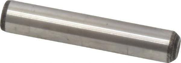 Value Collection - 3/8" Diam x 2" Pin Length Grade 8 Alloy Steel Standard Dowel Pin - C 50-58 Hardness, 28,700 Lb Breaking Strength, 1 Beveled & 1 Rounded End - Exact Industrial Supply