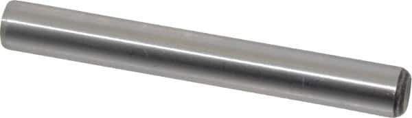 Value Collection - 3/8" Diam x 3" Pin Length Grade 8 Alloy Steel Standard Dowel Pin - C 50-58 Hardness, 28,700 Lb Breaking Strength, 1 Beveled & 1 Rounded End - Exact Industrial Supply