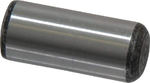 Value Collection - 7/16" Diam x 1" Pin Length Grade 8 Alloy Steel Standard Dowel Pin - C 50-58 Hardness, 39,100 Lb Breaking Strength, 1 Beveled & 1 Rounded End - Exact Industrial Supply