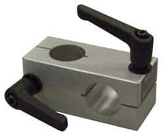 80/20 Inc. - 2 Inch Wide x 2 Inch High x 3 Inch Deep Quick Stanchion Cross Clamp - 1.004 Inch Hole x 0.257 Inch Bolt Hole Diameter - Exact Industrial Supply