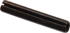 Made in USA - 3/16" Diam x 1-1/8" Long Slotted Spring Pin - Grade 1070-1090 Alloy Steel, Black Oxide Finish - Exact Industrial Supply