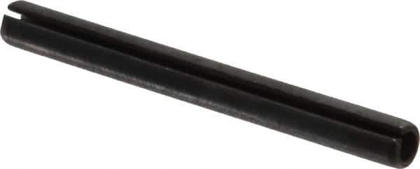 Made in USA - 3/16" Diam x 1-7/8" Long Slotted Spring Pin - Grade 1070-1090 Alloy Steel, Black Oxide Finish - Exact Industrial Supply