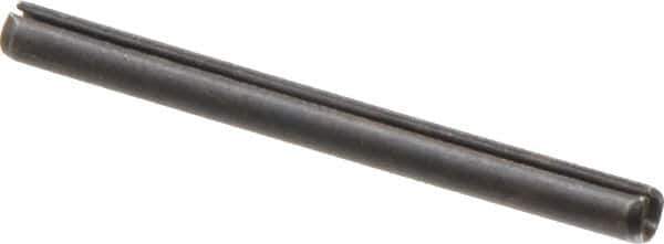 Made in USA - 3/16" Diam x 2-1/4" Long Slotted Spring Pin - Grade 1070-1090 Alloy Steel, Black Oxide Finish - Exact Industrial Supply