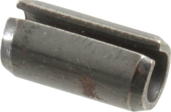 Made in USA - 1/4" Diam x 1/2" Long Slotted Spring Pin - Grade 1070-1090 Alloy Steel, Black Oxide Finish - Exact Industrial Supply