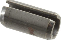 Made in USA - 1/4" Diam x 1/2" Long Slotted Spring Pin - Grade 1070-1090 Alloy Steel, Black Oxide Finish - Exact Industrial Supply