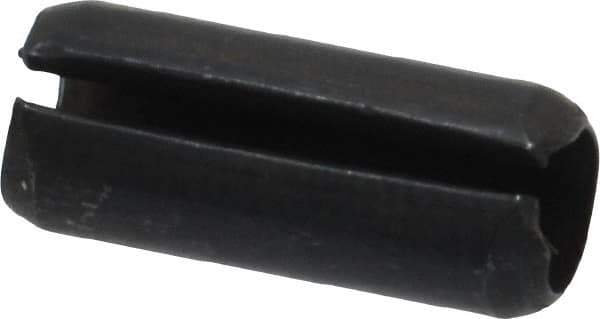 Made in USA - 1/4" Diam x 5/8" Long Slotted Spring Pin - Grade 1070-1090 Alloy Steel, Black Oxide Finish - Exact Industrial Supply