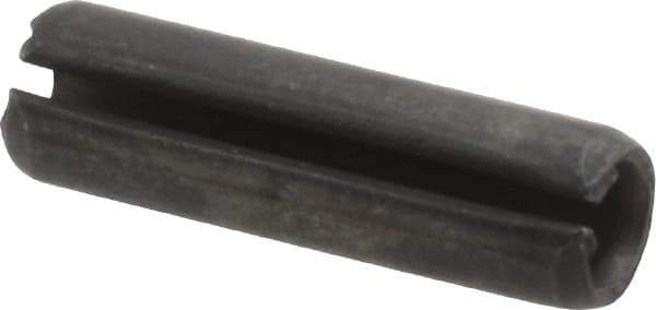 Made in USA - 1/4" Diam x 7/8" Long Slotted Spring Pin - Grade 1070-1090 Alloy Steel, Black Oxide Finish - Exact Industrial Supply