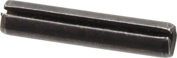 Made in USA - 1/4" Diam x 1-1/4" Long Slotted Spring Pin - Grade 1070-1090 Alloy Steel, Black Oxide Finish - Exact Industrial Supply