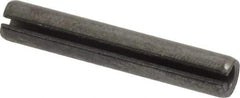 Made in USA - 1/4" Diam x 1-1/2" Long Slotted Spring Pin - Grade 1070-1090 Alloy Steel, Black Oxide Finish - Exact Industrial Supply