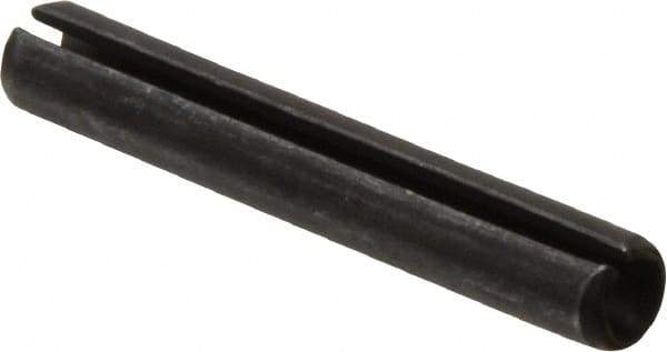 Made in USA - 1/4" Diam x 1-5/8" Long Slotted Spring Pin - Grade 1070-1090 Alloy Steel, Black Oxide Finish - Exact Industrial Supply