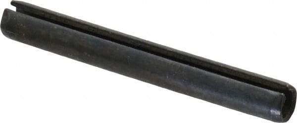 Made in USA - 1/4" Diam x 2" Long Slotted Spring Pin - Grade 1070-1090 Alloy Steel, Black Oxide Finish - Exact Industrial Supply