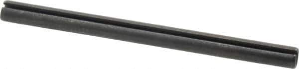 Made in USA - 1/4" Diam x 3-1/2" Long Slotted Spring Pin - Grade 1070-1090 Alloy Steel, Black Oxide Finish - Exact Industrial Supply