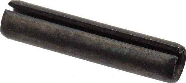 Made in USA - 5/16" Diam x 1-1/2" Long Slotted Spring Pin - Grade 1070-1090 Alloy Steel, Black Oxide Finish - Exact Industrial Supply