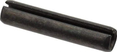 Made in USA - 5/16" Diam x 1-1/2" Long Slotted Spring Pin - Grade 1070-1090 Alloy Steel, Black Oxide Finish - Exact Industrial Supply