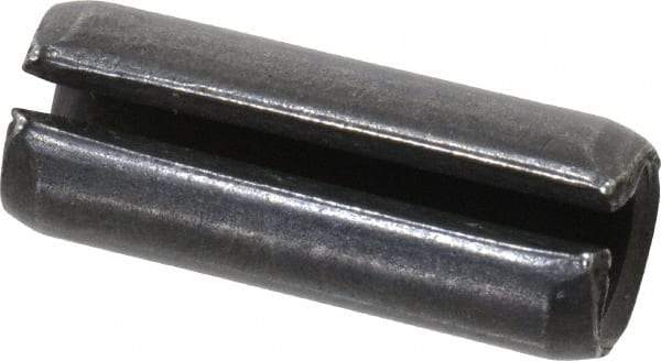 Made in USA - 3/8" Diam x 1" Long Slotted Spring Pin - Grade 1070-1090 Alloy Steel, Black Oxide Finish - Exact Industrial Supply