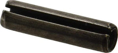 Made in USA - 3/8" Diam x 1-1/2" Long Slotted Spring Pin - Grade 1070-1090 Alloy Steel, Black Oxide Finish - Exact Industrial Supply