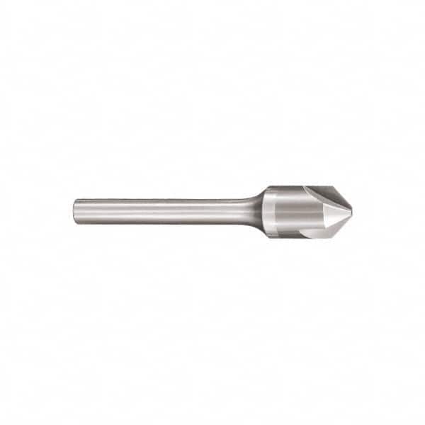 SGS - 3/4" Head Diam, 1/2" Shank Diam, 3 Flute 82° Solid Carbide Countersink - Exact Industrial Supply