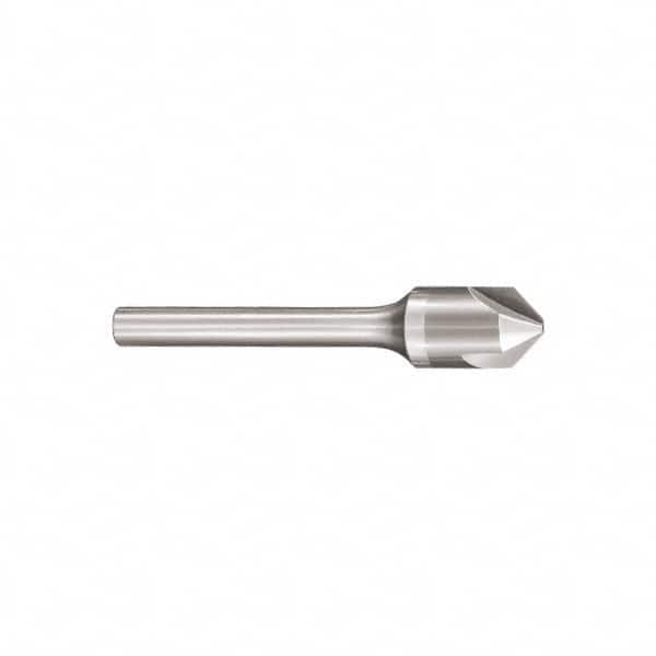 SGS - 5/8" Head Diam, 3/8" Shank Diam, 3 Flute 60° Solid Carbide Countersink - Exact Industrial Supply