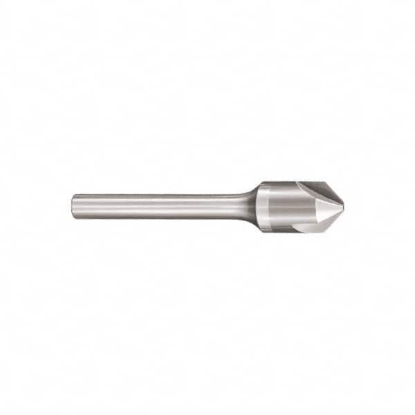 SGS - 3/8" Head Diam, 1/4" Shank Diam, 3 Flute 90° Solid Carbide Countersink - Exact Industrial Supply