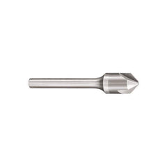 SGS - 1" Head Diam, 1/2" Shank Diam, 3 Flute 82° Solid Carbide Countersink - Bright Finish, 3-1/4" OAL, Single End, Straight Shank, Right Hand Cut - Exact Industrial Supply