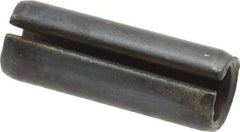 Made in USA - 7/16" Diam x 1-1/4" Long Slotted Spring Pin - Grade 1070-1090 Alloy Steel, Black Oxide Finish - Exact Industrial Supply