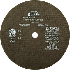 Norton - 8" Aluminum Oxide Cutoff Wheel - 1/16" Thick, 5/8" Arbor - Exact Industrial Supply