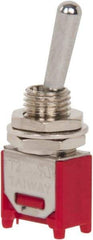 GC/Waldom - SPDT Sub Miniature On-On Toggle Switch - Solder Lug Terminal, Bat Handle Actuator, 125 VAC at 3 A & 250 VAC at 1.50 A - Exact Industrial Supply