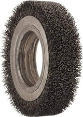 Osborn - 4-1/4" OD, 2" Arbor Hole, Crimped Steel Wheel Brush - 1" Face Width, 3/4" Trim Length, 0.0118" Filament Diam, 6,000 RPM - Exact Industrial Supply