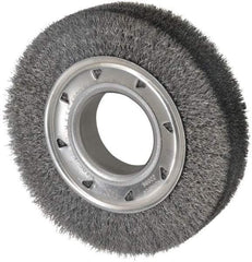 Osborn - 6" OD, 2" Arbor Hole, Crimped Steel Wheel Brush - 1-1/4" Face Width, 1" Trim Length, 0.008" Filament Diam, 6,000 RPM - Exact Industrial Supply