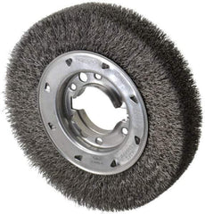 Osborn - 8" OD, 2" Arbor Hole, Crimped Steel Wheel Brush - 1-1/2" Face Width, 1-1/2" Trim Length, 0.0118" Filament Diam, 4,500 RPM - Exact Industrial Supply