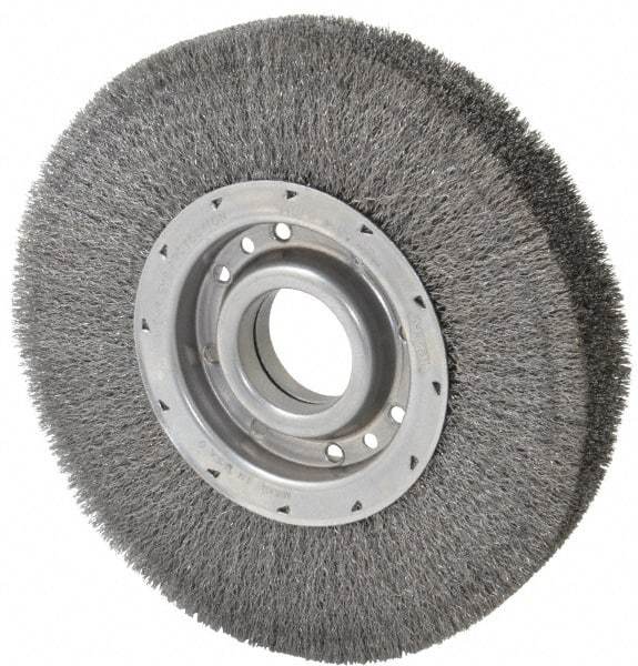 Osborn - 10" OD, 2" Arbor Hole, Crimped Steel Wheel Brush - 2" Face Width, 2-1/8" Trim Length, 0.01" Filament Diam, 3,600 RPM - Exact Industrial Supply