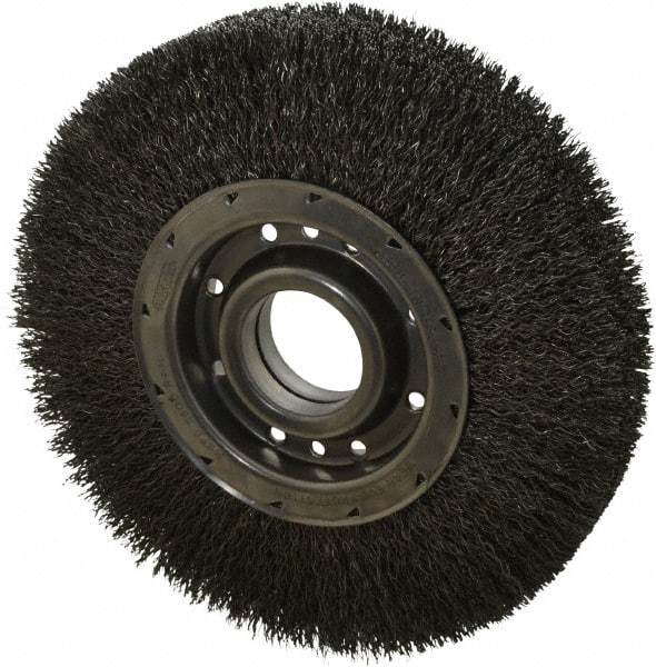 Osborn - 10" OD, 2" Arbor Hole, Crimped Steel Wheel Brush - 2" Face Width, 2-1/8" Trim Length, 0.02" Filament Diam, 3,600 RPM - Exact Industrial Supply