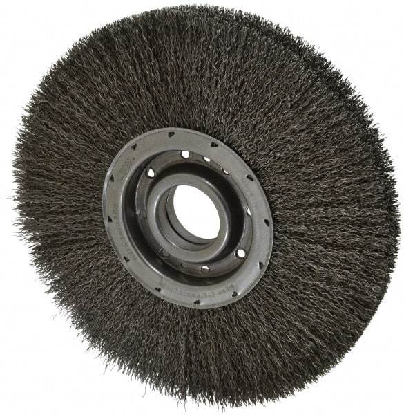 Osborn - 12" OD, 2" Arbor Hole, Crimped Steel Wheel Brush - 2" Face Width, 3-1/4" Trim Length, 0.02" Filament Diam, 3,600 RPM - Exact Industrial Supply