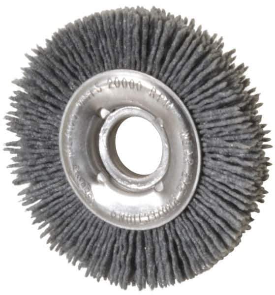 Osborn - 4" OD, 5/8" Arbor Hole, Crimped Nylon Wheel Brush - 1/2" Face Width, 5/8" Trim Length, 20,000 RPM - Exact Industrial Supply