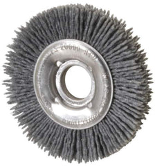 Osborn - 4" OD, 5/8" Arbor Hole, Crimped Nylon Wheel Brush - 1/2" Face Width, 5/8" Trim Length, 20,000 RPM - Exact Industrial Supply