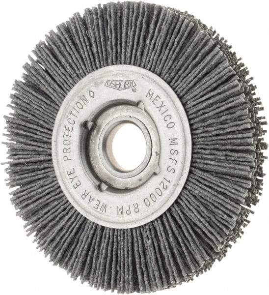 Osborn - 4" OD, 5/8" Arbor Hole, Crimped Nylon Wheel Brush - 5/8" Face Width, 3/4" Trim Length, 12,000 RPM - Exact Industrial Supply
