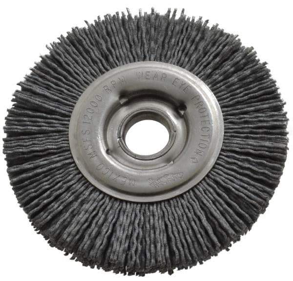 Osborn - 4" OD, 5/8" Arbor Hole, Crimped Nylon Wheel Brush - 5/8" Face Width, 3/4" Trim Length, 12,000 RPM - Exact Industrial Supply