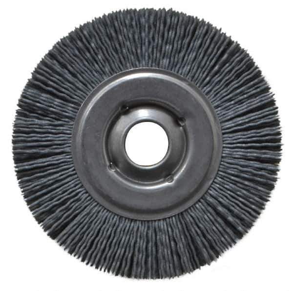 Osborn - 4" OD, 5/8" Arbor Hole, Crimped Nylon Wheel Brush - 5/8" Face Width, 3/4" Trim Length, 12,000 RPM - Exact Industrial Supply