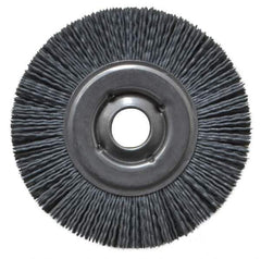 Osborn - 4" OD, 5/8" Arbor Hole, Crimped Nylon Wheel Brush - 5/8" Face Width, 3/4" Trim Length, 12,000 RPM - Exact Industrial Supply